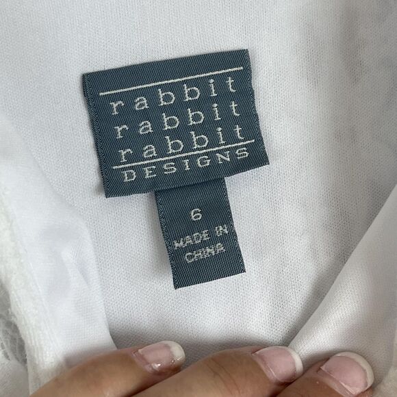 Rabbit Rabbit Rabbit Dress Womens 6 White Lace Handkerchief Hem Fairy Whimsy - Picture 3 of 7